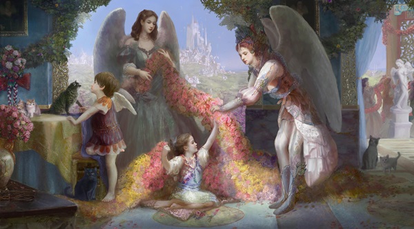 Самые красивые картинки на Пасху 2018 с пожеланиями: Старинные открытки с ангелами с Пасхой Христовой