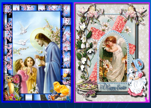 Самые красивые картинки на Пасху 2018 с пожеланиями: Старинные открытки с ангелами с Пасхой Христовой